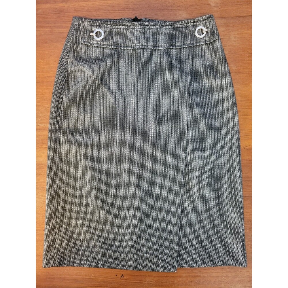 H&M Pencil Skirt Sz 2 Dark Gray Office Work Business Minimalist Secretary Slit
